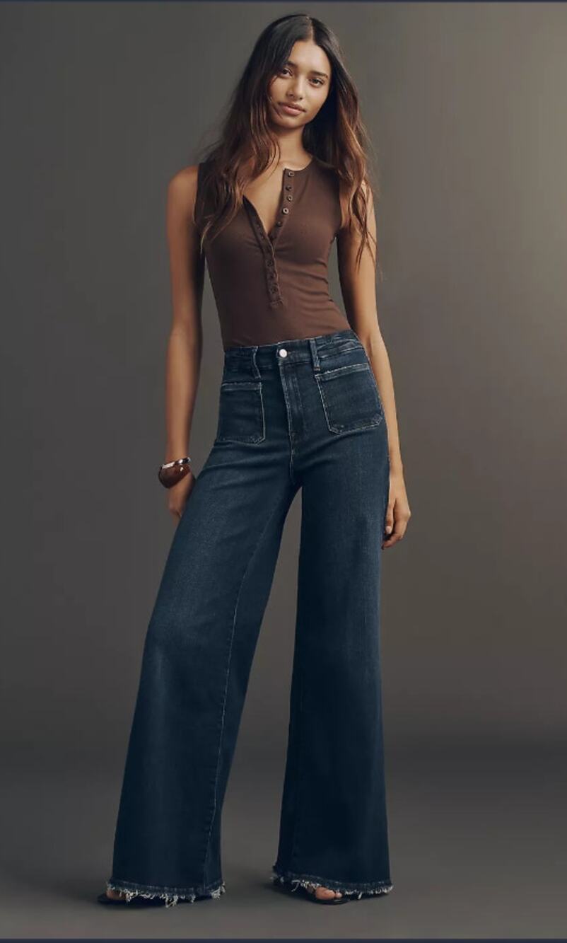 NWT Good American Soft-Tech Good Waist High-Rise Palazzo Jeans - Size 6